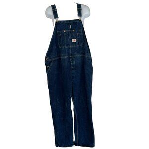 Round House Bib Overalls 50x30 Farm Carpenter Workwear Medium Wash (A)